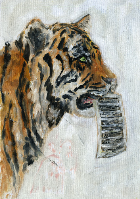 Tiger with sheet music